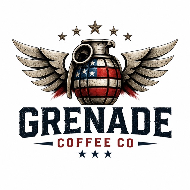 Grenade Coffee Co. winged American flag grenade emblem