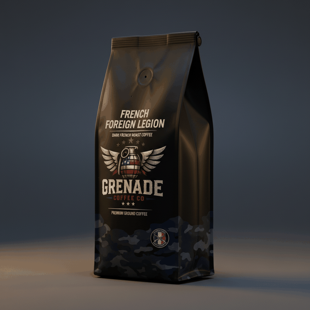 French Foreign Legion dark French roast Grenade Coffee bag